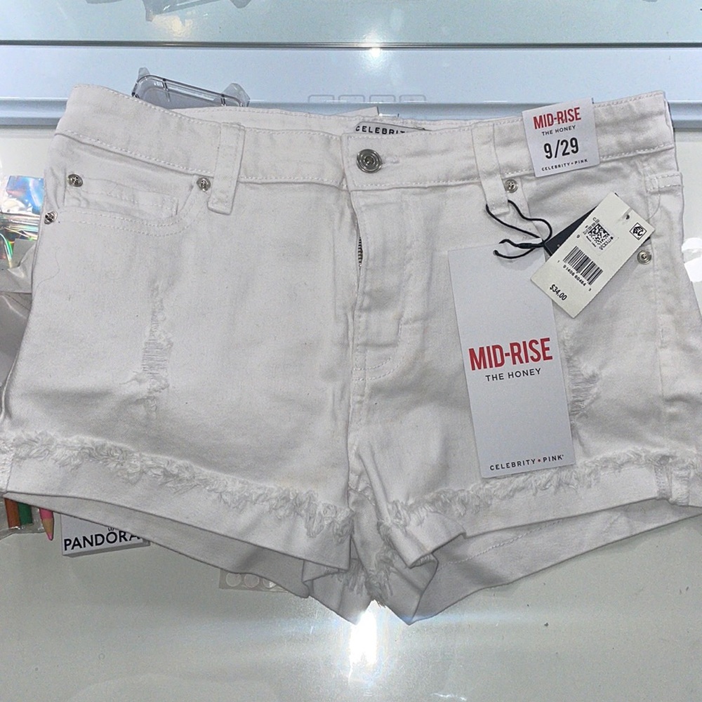 Mid rise white shorts